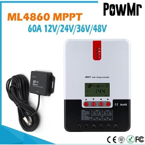 PowMr MPPT 60A Solar Charge Controller 12V 24V 36V 48V Max 150V Input PV Regulator For Lead Acid Gel Lithium Battery With BT-1