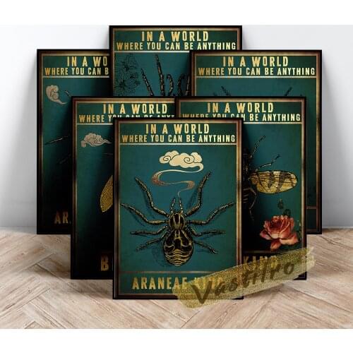 Insect Retro Poster Bee Mantis Illustrations Art Prints Amusing Spider Canvas Painting Modern Kids Room Home Decor Wall Picture