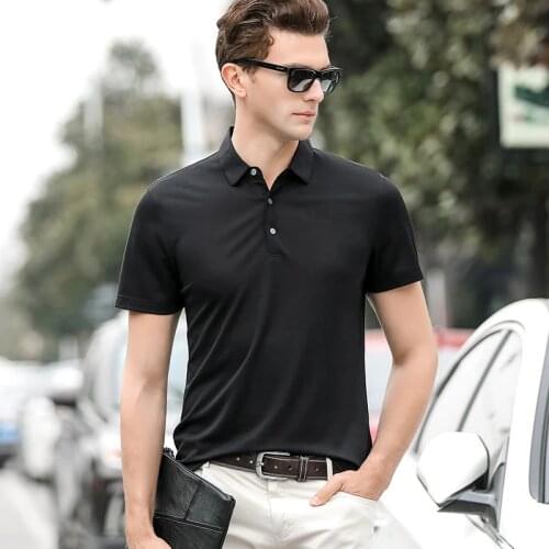 2020 summer high quality mulberry silk men polo Shirts men, Mens Business Casual Male Short Sleeve polo shirt size S-3XL