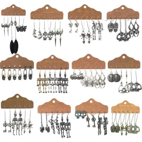 Halloween Earrings Jewelry Party Accessories 2021 Trendy Women Gothic Skeleton Dangle Drop Earrings Set Ghost Skull Funny