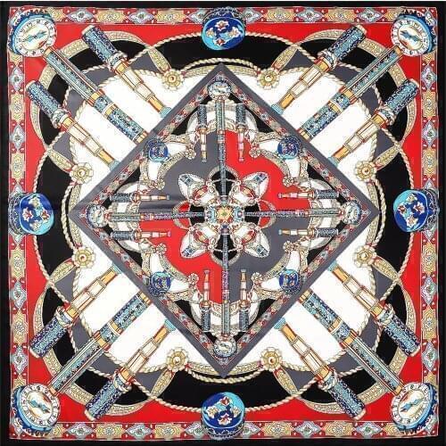 130cm Brand Scarf 100% Silk Twill Scarf For Women Lady Scepter Scarves 2021 New Kerchief For Ladies Shawl Wraps Beach Towel