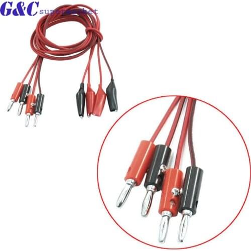 4mm Injection Banana Plug To Shrouded Copper Electrical Clamp Alligator Clip Test Cable Leads 1M For Testing diy electronics