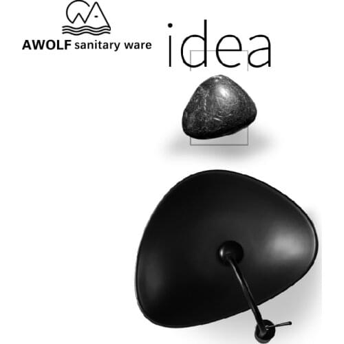 Modern Art Bathroom Sinks Matte Black Ceramic Vessel Triangle Washing Basin Bowl Counter Top Lavatary Sink For Balcony Use AM906