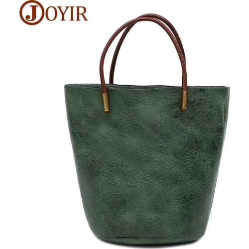 JOJUJOS Real Genuine Leather Women Bucket Bag Luxury Female Shoulder Bags Tote Purse Messenger Bag Casual Ladies Handbag