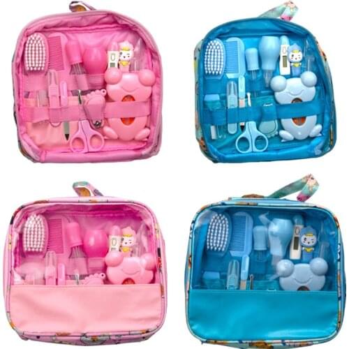 Baby care nasal aspirator medicine feeder 13 cartoon cloth bag set baby nail clippers manicure scissors newborn baby product