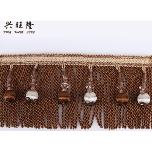 XWL 12M/Lot Beads Tassel Fringe Curtain Lace Trim DIY For Sewing Drapery Sofa Stage Decorative Lace Ribbon Curtain Accessories