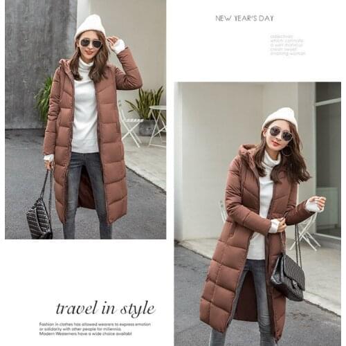 Winter Down Jacket Women 2021 New Cotton Padded Jackets Parkas Slim Autumn Thick Warm Clothes Hooded Long Coats Y353