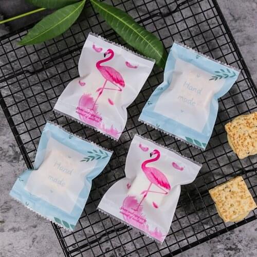 100Pcs Lace Flamingo Moon Cake Cookie Candy Nougat Packaging Bags/Packing Gift Bags for Mooncake/Baking Tools 3 Styles