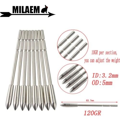 12/24pcs Archery Arrowheads 120Gr ID3.2mm Target Points Arrow Tips Stainless Steel Broadheads Shooting Hunting Accessories
