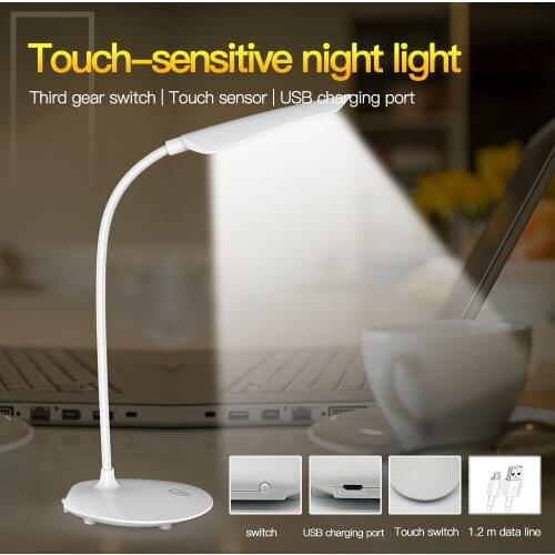 16LEDS Brightness 360 degree Foldabing USB Rechargeable Touch Sensor Table LED Lamp 3 level Dimmable Reading Study Desk light