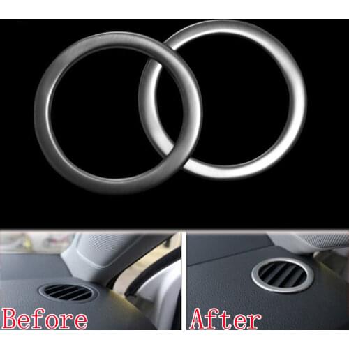 Stainless 2Pcs Interior Chrome Air Vent Outlet Cover Trim Ring Decoration Fit for VW Sagitar Jetta MK6 2015-2016 Car Styling