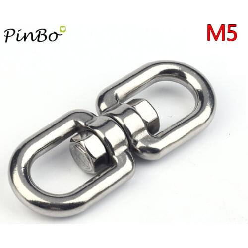 2pcs M5 Thickness 304 Stainless Steel Double End Eye Swivel Hook Shackle