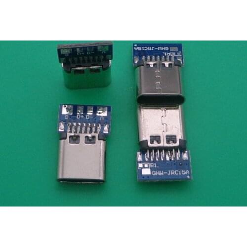 20pcs USB 3.1 Type C Connector 14 Pin Female Socket receptacle Through Holes PCB 180 Vertical Shield USB-C