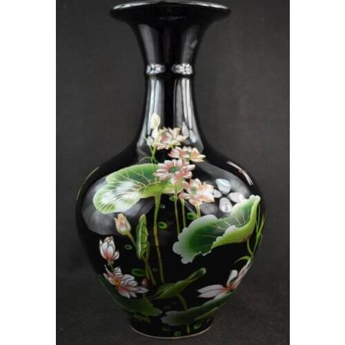 9.2 inch Handwork Old Collectible Decorated Porcelain lotus noble Big Vase