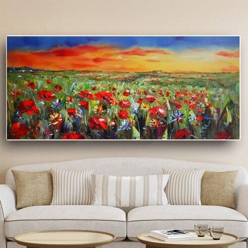 Abstract Flowers Landscape Oil Painting Canvas Art Posters and Print Scandinavian Cuadros Wall Art Picture for Living Room Decor