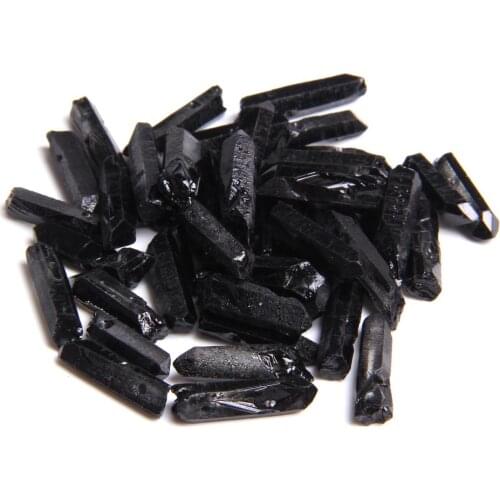 10-30 Pieces Natural Black Quartz Point Beads 15-20 mm*3-5 mm Top Drilled Raw Rough Stick Quartz Beads For DIY Graduated Pendant