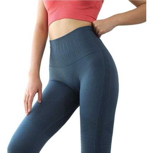 High Waist Quick Dry Yoga Pants Buttock Lifting Running Tights Solid Color Skinny Leggings