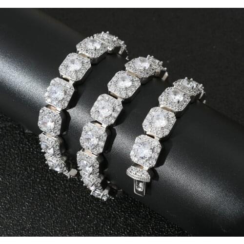 Bling 13MM Square Rock Cubic Zirconia Chain Tennis Hip Hop Necklace Luxury Full Iced Out CZ Jewelry