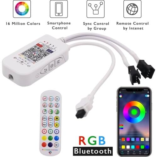 DC5-24V RGB Bluetooth Music Controller with 24Key IR Remote for WS2811 WS2812B RGB LED Strip Light
