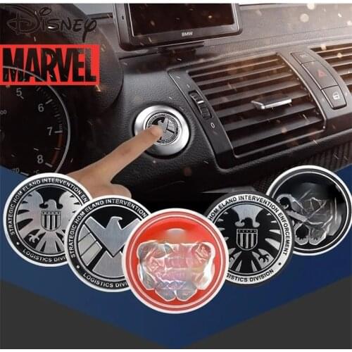 Disney Captain America Car Dedicated One-key Start Ring Button Decoration Sticker Switch Luminous Keyhole Modification Button