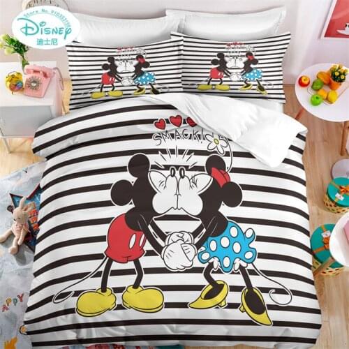 Disney Duvet Cover Sets Quilt Cover Pillowcase Mickey Minnie Mouse Hot Selling Bedding Set Children Present Gift