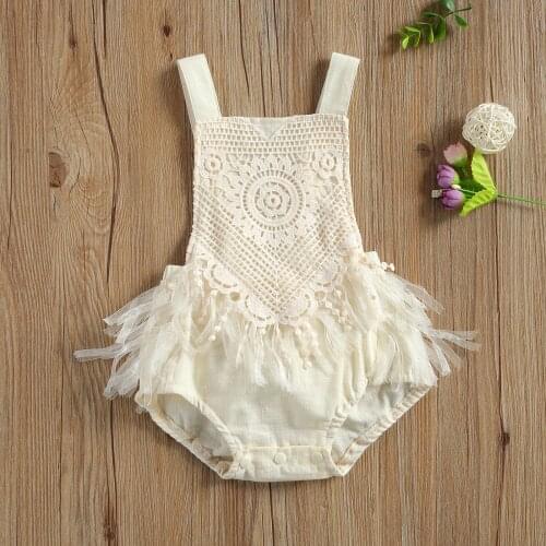 Infant Newborn Kid Baby Girls Clothes Lace Print Sequin Sleeveless Sling Bodysuit Jumpsuit for Birthday Party Photography