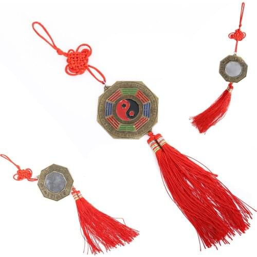 Chinese Feng Shui Bagua Mirror Good Luck Fortune Prayer Chinese Knot Blessing Hanging Decor