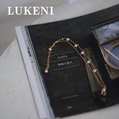 Classic Original Necklaces for Women Egg Shape Double Row Pearl Necklace Gold Color Korean Style Party Dress Decorative Jewelry