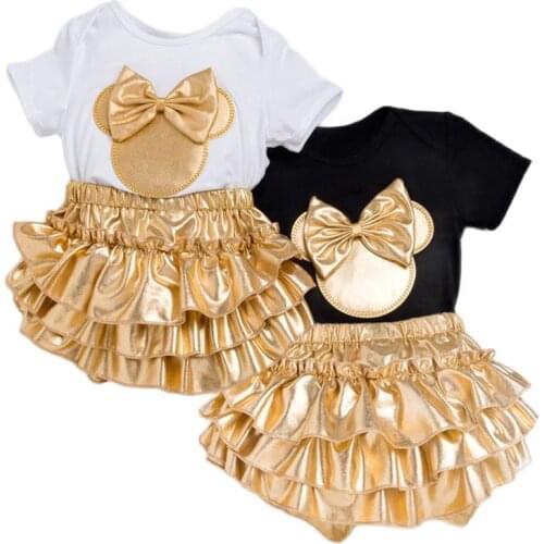 3Pcs Newborn Baby Girls Cartoon Mouse Clothes Set Fashion Romper+Shorts+Headband Suits Sweet Infant Kids Outfits Costumes 0-24M