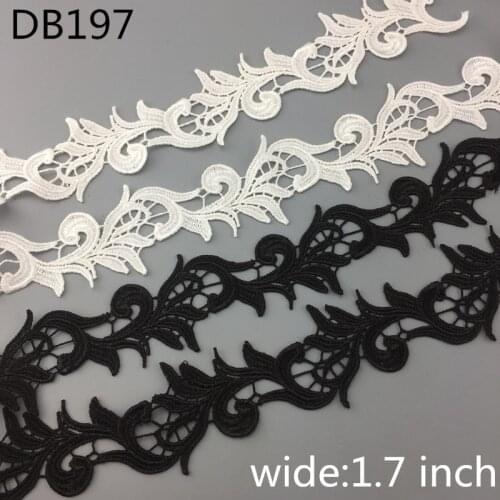 2 yards width 4.5CM white black hollow embroidery Lace fabric skirt hem costumes Accessories Wedding Sewing Edge lace trim DB197