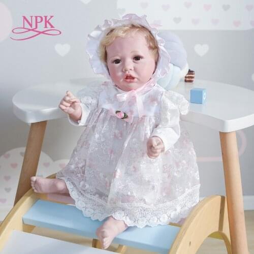 NPK 55CM reborn toddler baby popular reborn Saskia bebe doll in Princess Dress handmade collectible art doll bath toy