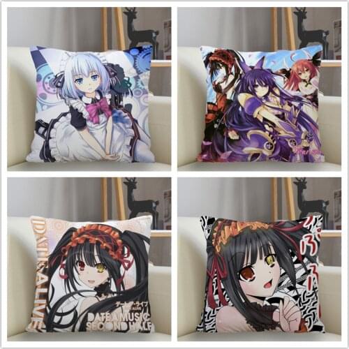 Musife Custom DATE A LIVE Pillowcase Home Decoration 45*45cm Zipper Square Pillowcase Throw Pillow Cover Drop Shipping