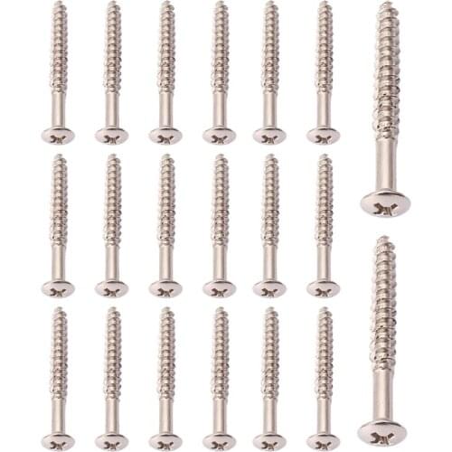 M89D Electric Guitar Neck Joint Mounting Ferrules Bushings Screws Neck Screw Bushings Silver 20PCS