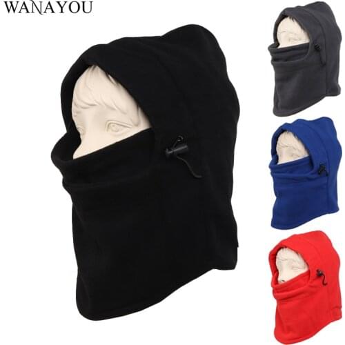 WANAYOU Men Winter Hiking Caps,Windproof Thermal Fleece Hats Warm Sport Ski Hat,Bike Balaclava Motorcycle Neck Warmer Helmet Hat