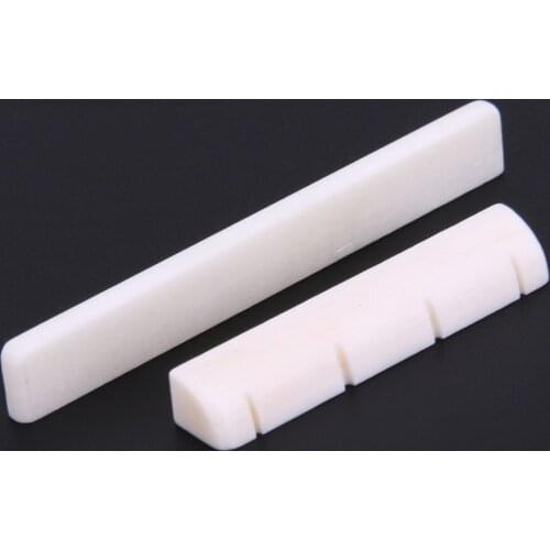 New Guitar Replacement Beige Buffalo Ukulele Uke Guitar Stringed Instruments Bone Bridge Saddle Nut Set Slotted Accessories
