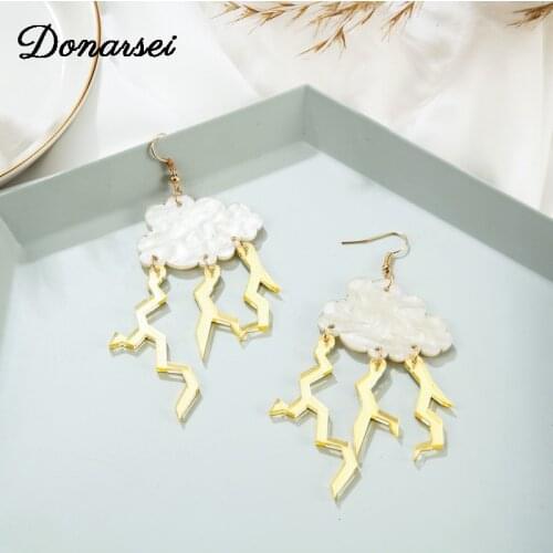 Donarsei 2021 New Fashion Lightning Drop Earrings For Women Cute Clouds Acrylic Dangle Earrings Gift