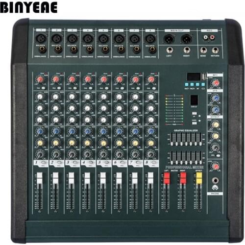 NEW MX808D USB Professional Power Audio DJ Mixer 8 Channel Mezcladora De DJ Power 350Wx2
