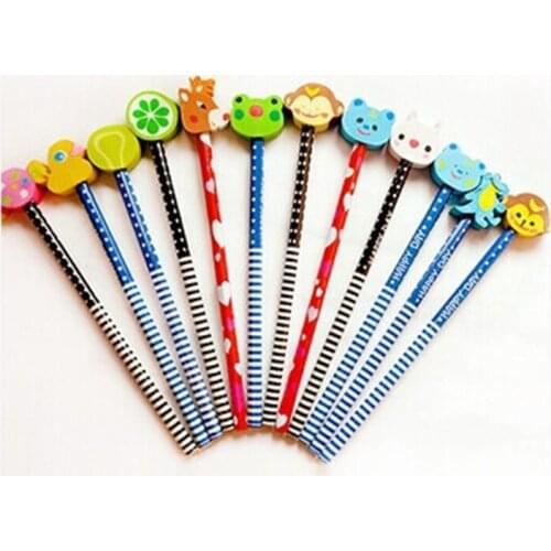 DL C101 wholesale pencil children learning supplies primary school prizes for Korean creative lovely cartoon with eraser