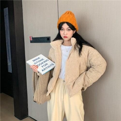 Autumn Winter Warm Parkas Women Solid Colors Zipper Loose Casual Thick Coat 2021 New Fashion Chic Pleated Jackets Korean Outwear