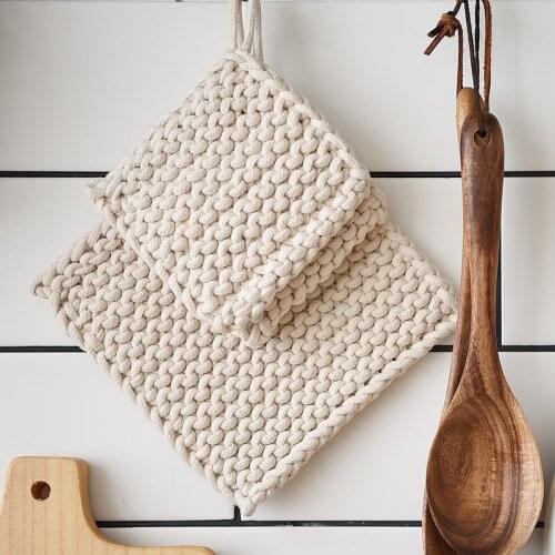 Woven Pot Holder Cotton Coaster Heat Resistant Cup Mug Mat Coffee Tea Hot Drink Placemat Table Decoration Accessories
