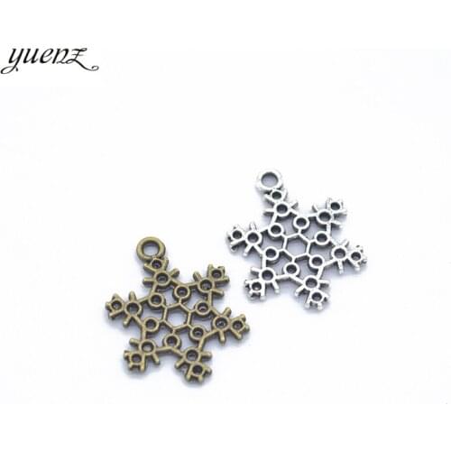 YuenZ 15pcs 2colour Charms snowflake 23*17mm Antique Silver Plated Pendants Making DIY Handmade Tibetan Silver Jewelry L505