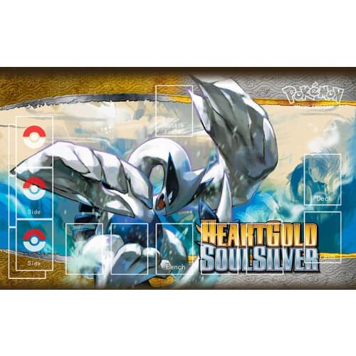 Pokemon Playmat Mat Pad PTCG Acessories Heart Golg Soul Silver Lugia Board Game Anime Bird Design Customized