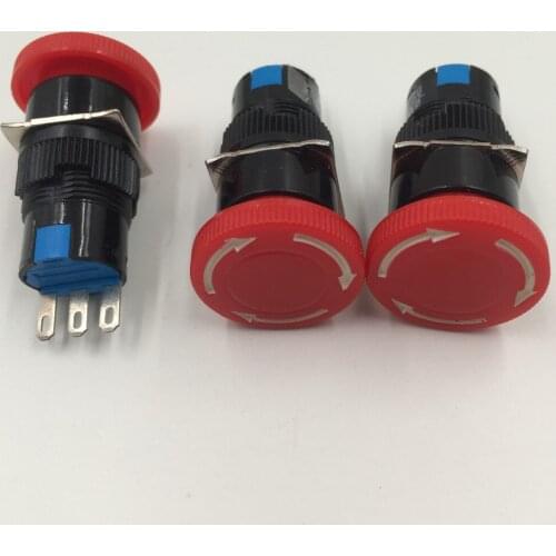 Factory Directly Wholesale Hot 16mm Mushroom emergency stop e-stop switch 3 pins NO+NC