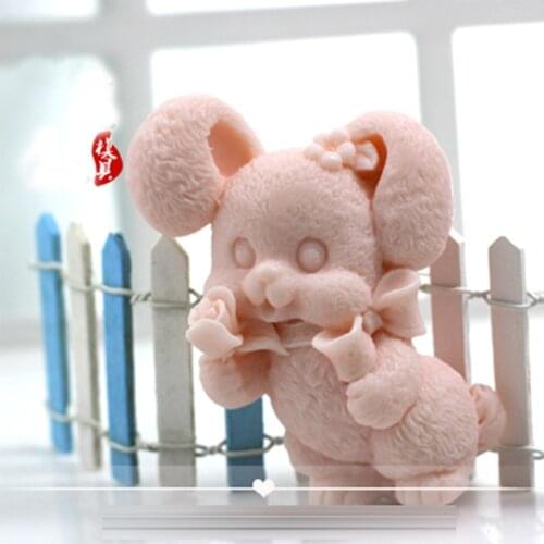 PRZY Mould Bunny Silicone Molds Rabbit Animal Mold Soap Molds Handmade Soap Fondant Clay Resin Moulds Candle Mould