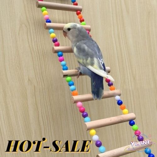 Birds Pets Parrots Ladders Climbing Toy Hanging Colorful Balls With Natural Wood Parrot Toys for Conures Parakeets Cockatiels