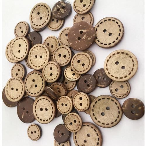50Pcs Wooden Button Coconut Button Cute 2 Hole On Clothes Button Accessories Hand Sewing