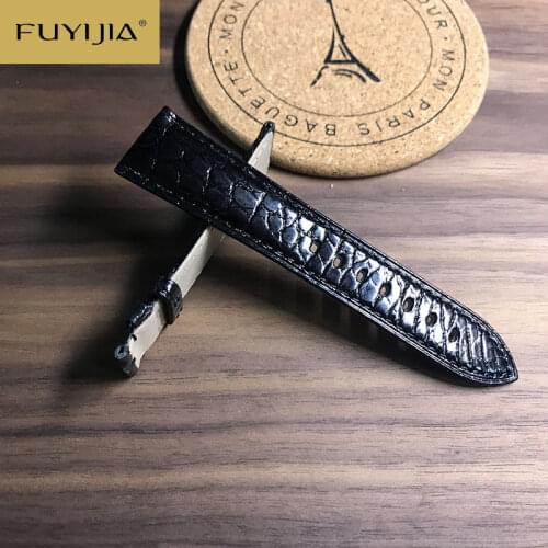 FUYIJIA Genuine Alligator Watchbands Men Women Watch Band 18MM 20MM 22MM Top Brand Watch Strap Waterproof Crocodile Leather Belt