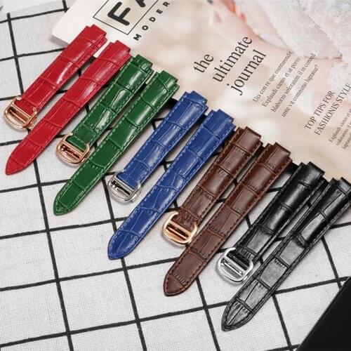 Genuine Leather strap 14x8mm 16x9mm 18x11mm 20x12mm 22x14mm colors watchband with folding buckle for BALLON BLEU DE watch chain