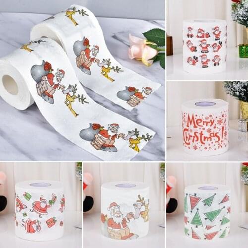 Santa Claus Pattern Roll Paper Merry Christmas Decoration For Home 2020 Christmas Ornament Xmas Gifts Navidad Noel New Year 2021