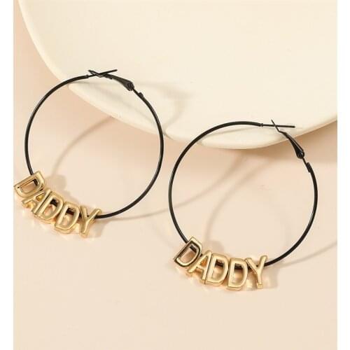 Exaggerated C-shaped Love Honey Daddy Letter Hoop Earrings Metal Geometric Large Circle Earrings for Women Jewelry